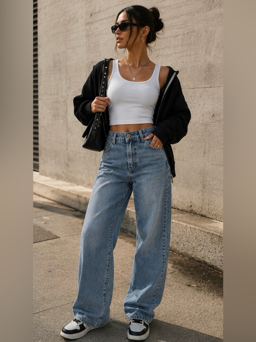 NWT New Max Relaxed Fit Wide Leg Jeans Size 14 Light Wash Streetwear Denim